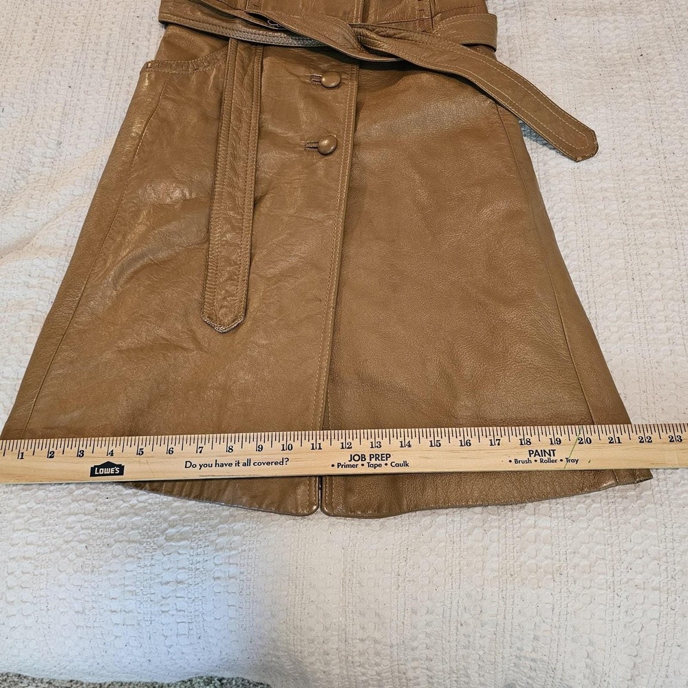 Vintage Neiman Marcus Leather Trench Coat Womens Medium Brown Belted‎ Lined - Picture 7 of 14